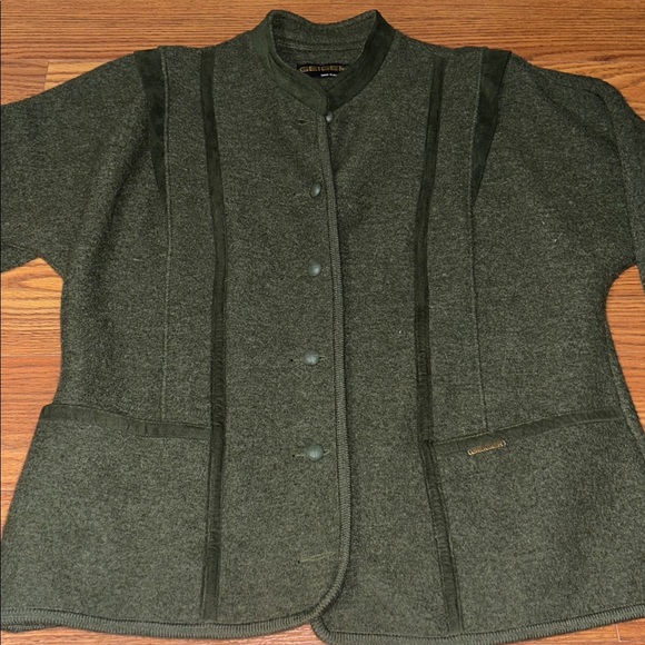 Geiger Of Austria Womens Boiled Wool Jacket Cardigan Sweater Sz 42 ( US 6) Green - Picture 2 of 9